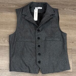 NWT OC Order Plus Wool Charcoal Button-Up Vest